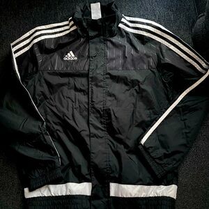 Boys Adidas black lightweight rain jacket